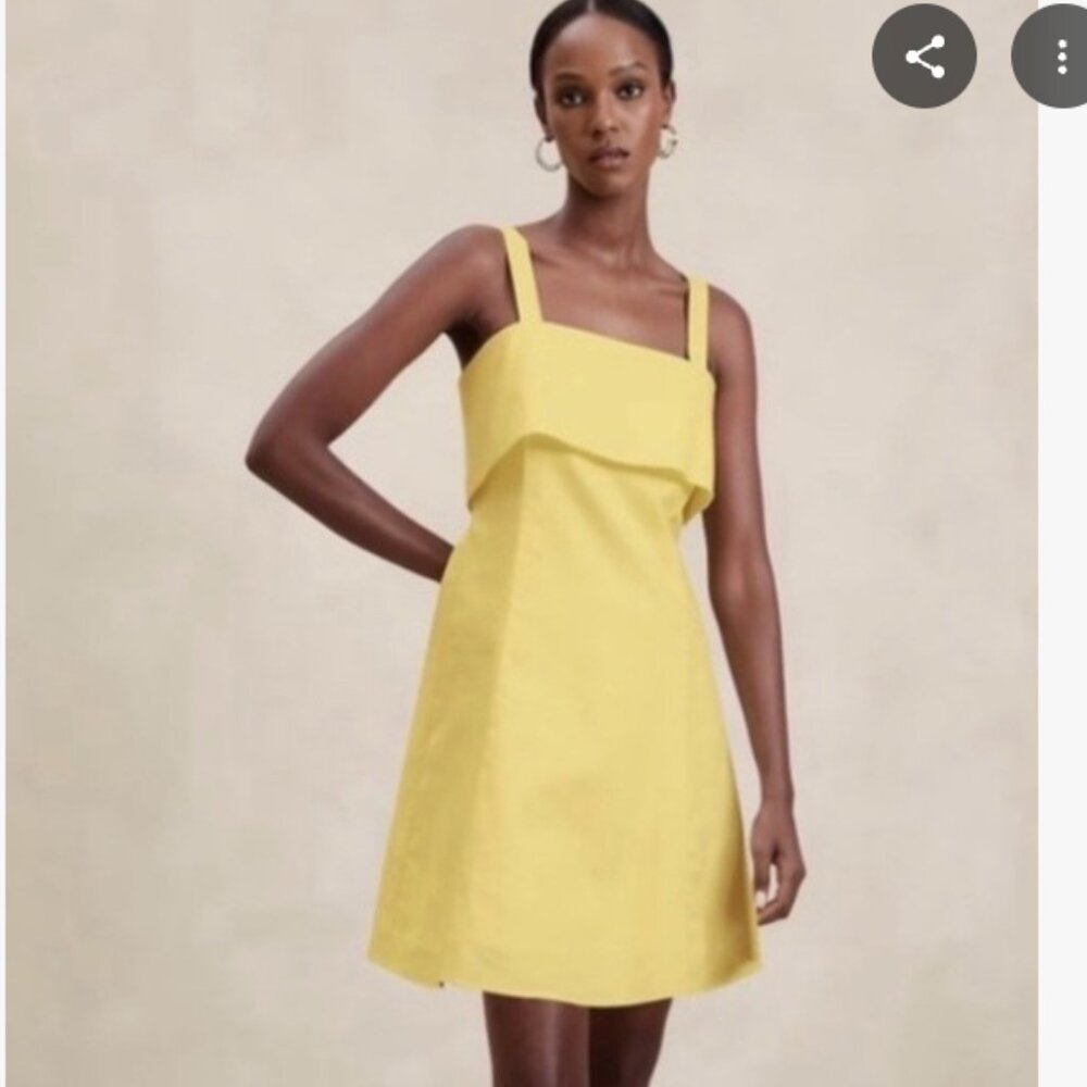 Banana Republic Linen Yellow Mini Dress